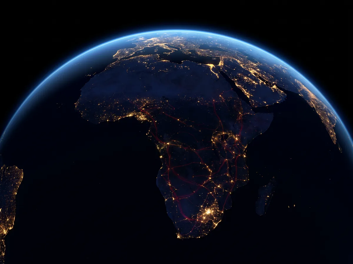 Earth at night with Africa lit up