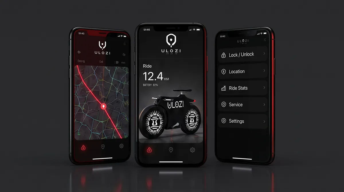 The Ulozi app on three phones