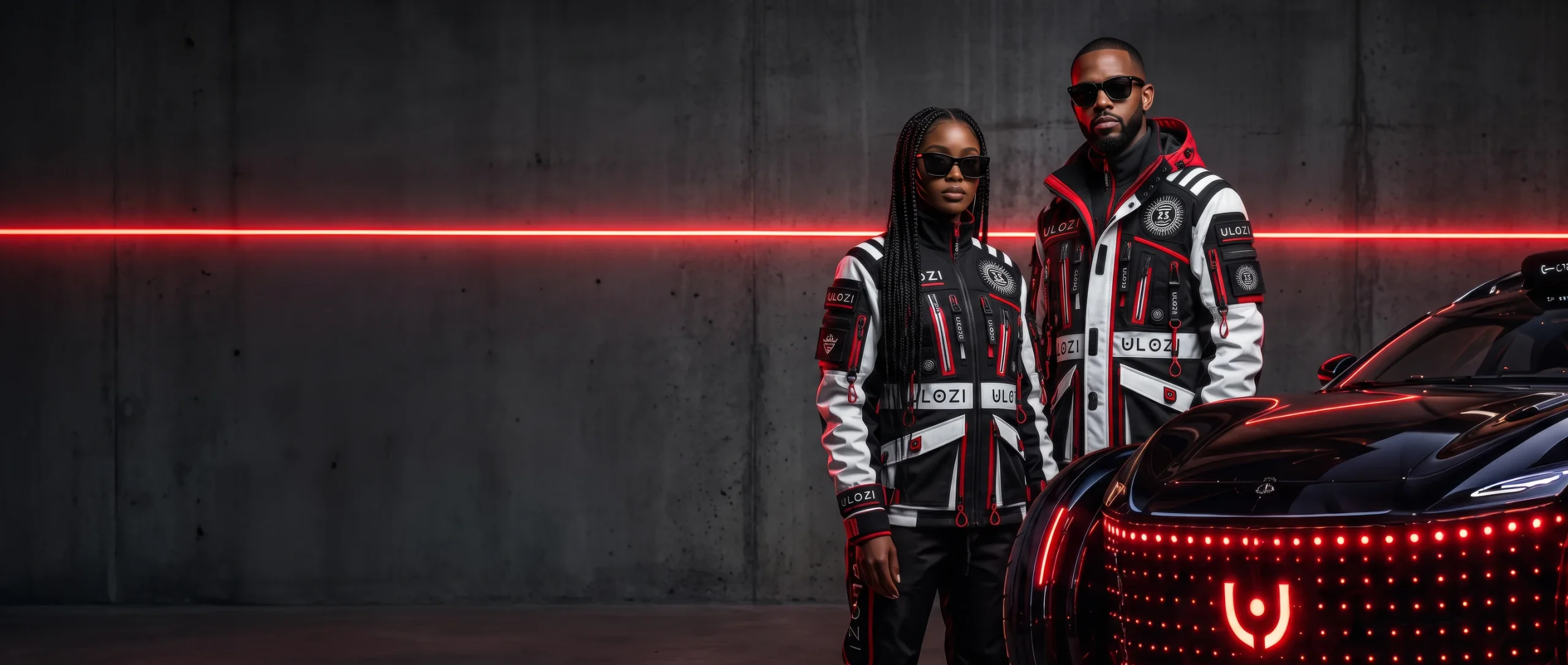 Models wearing Ulozi racing jackets