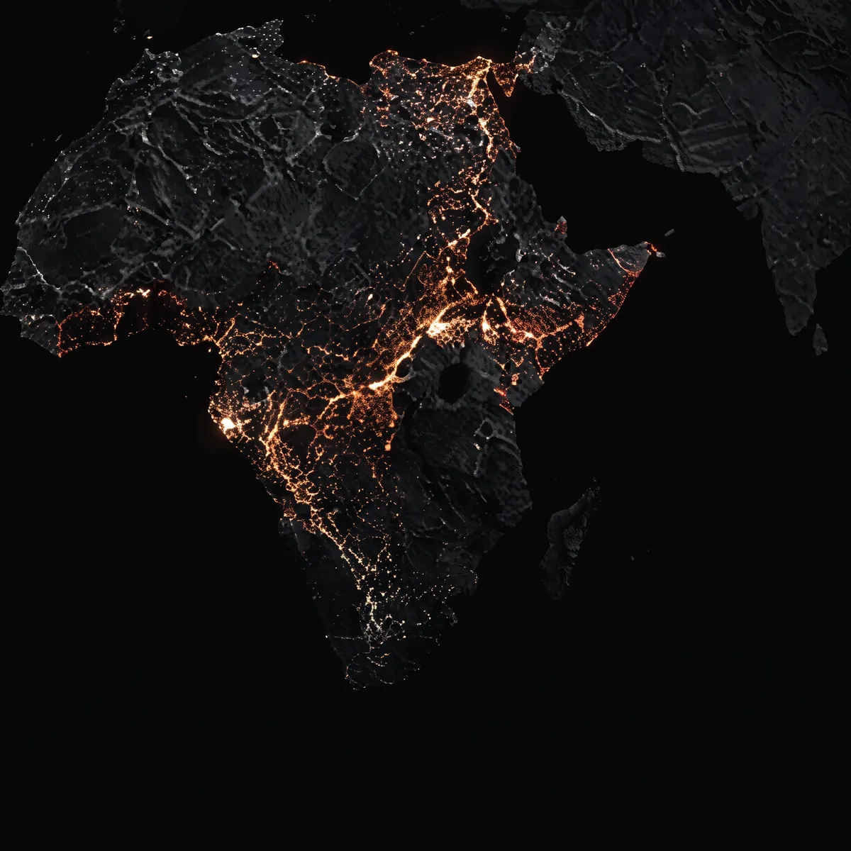Map of Africa at night